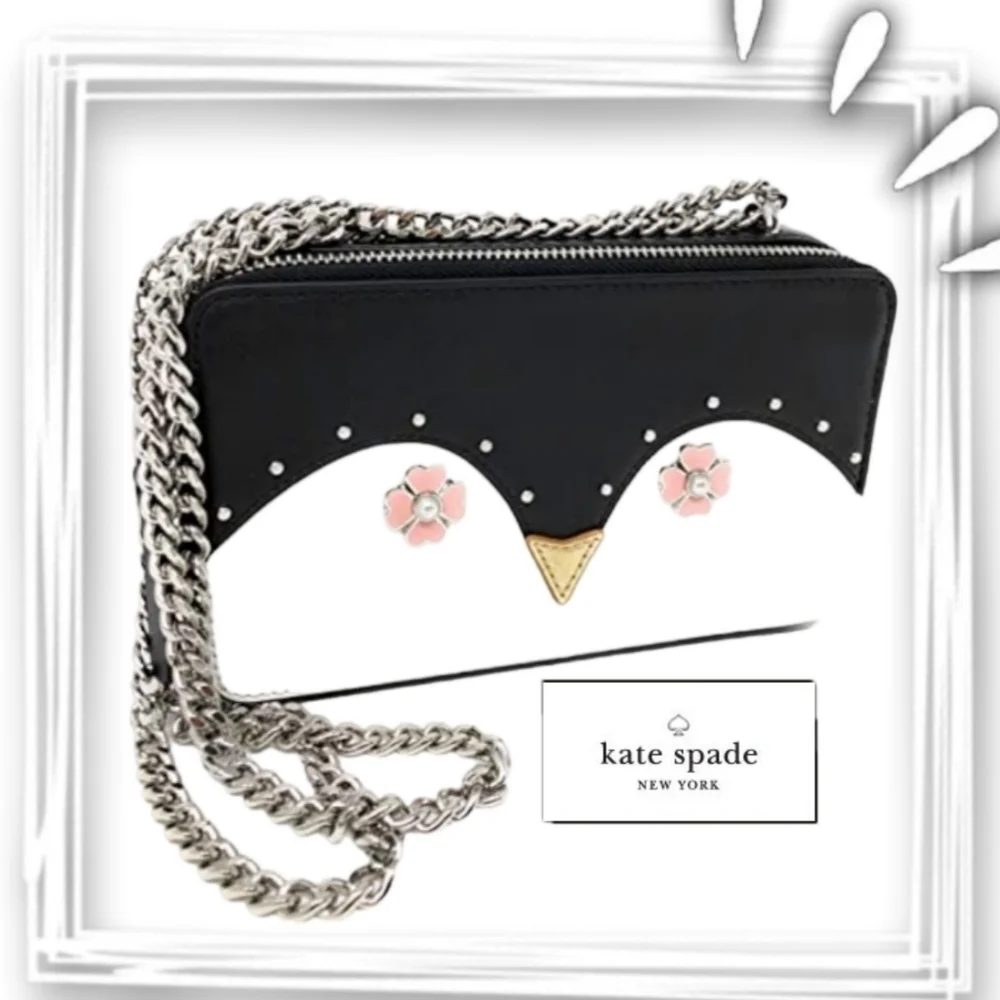 ❤️ Relisted Kate Spade Frosty Penguin Chain Strap Purse - Picture 3 of 15